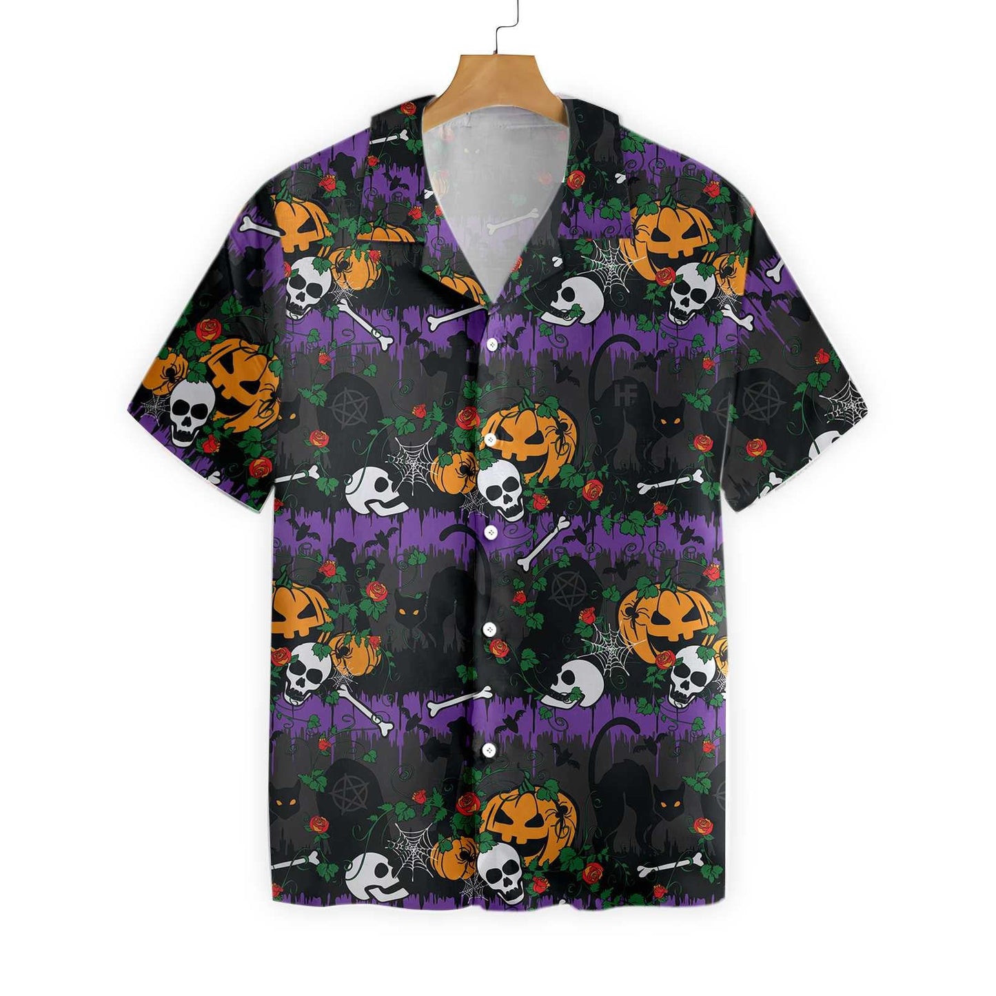 Beautiful Halloween Pumpkin And Black Cats Hawaiian Shirt, Hawaiian For Gift