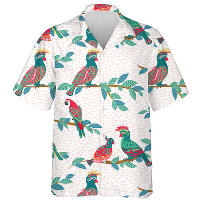 Parrots Éan Geal le Ornáidí Suí Ar Na Brainsí Léine Haváís, Bronntanas Léine Haváís, Bronntanas Nollag