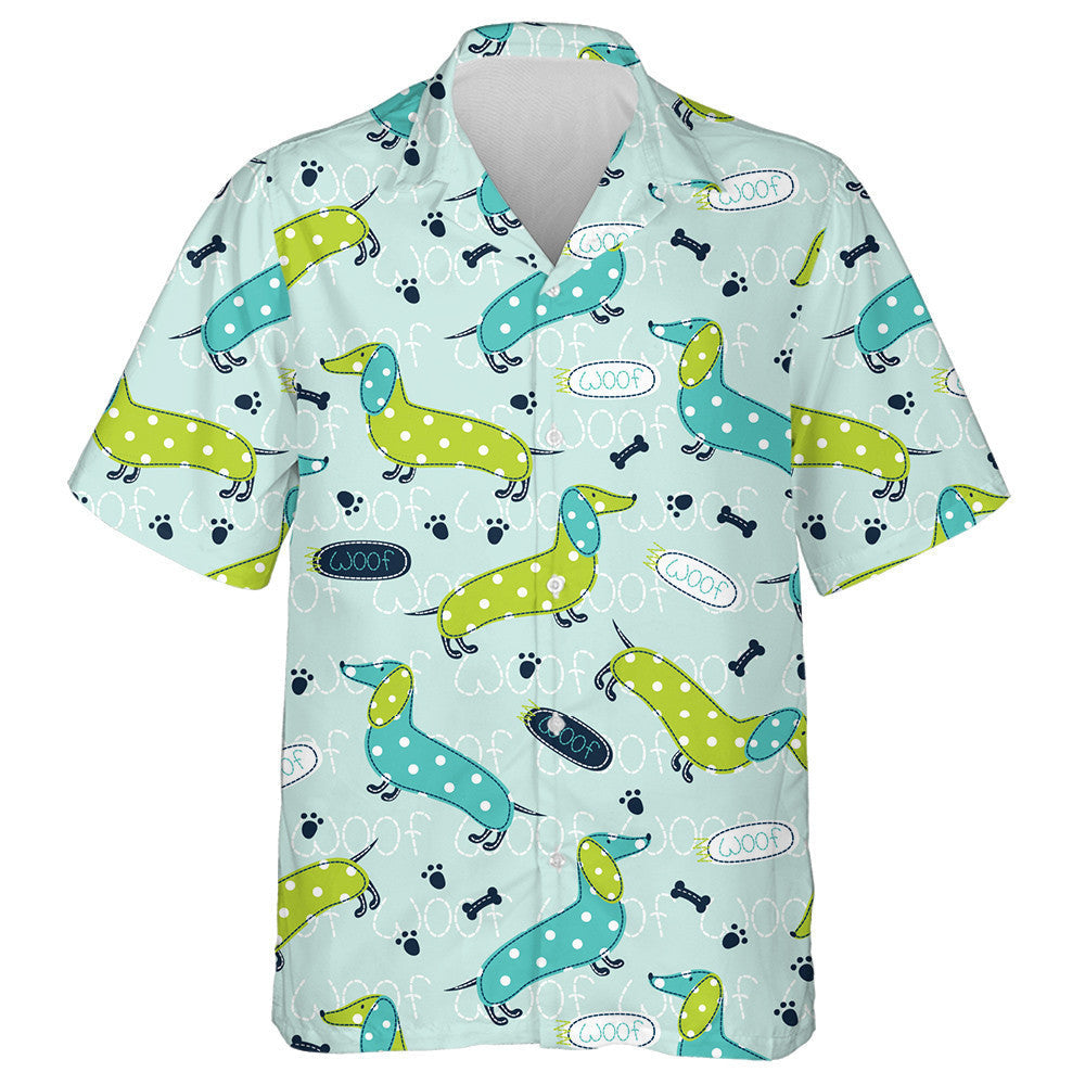 Sketch Dachshunds Long Dogs And Lettering Hawaiian Shirt,Hawaiian Shirt Gift, Christmas Gift