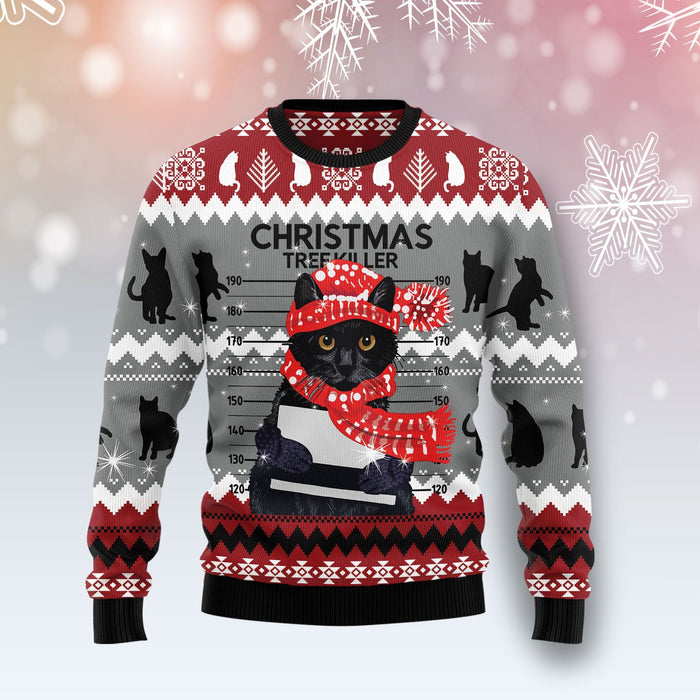 Black Cat Tree Killer Ugly Christmas Sweater, Christmas Ugly Sweater,Christmas Gift,Gift Christmas 2022