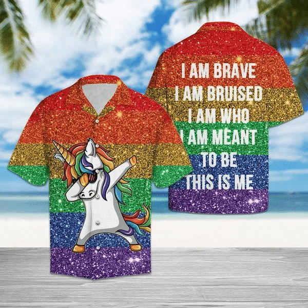 Cute Unicorn Dancing Lgbt Pattern Hawaiian Shirt,Hawaiian Shirt Gift, Christmas Gift