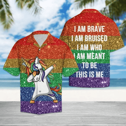 Cute Unicorn Dancing Lgbt Pattern Hawaiian Shirt,Hawaiian Shirt Gift, Christmas Gift
