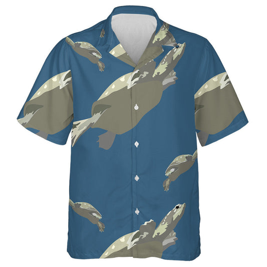 Grey Turtles Swim In The Blue Sea Hawaiian Shirt Gift, Christmas Gift