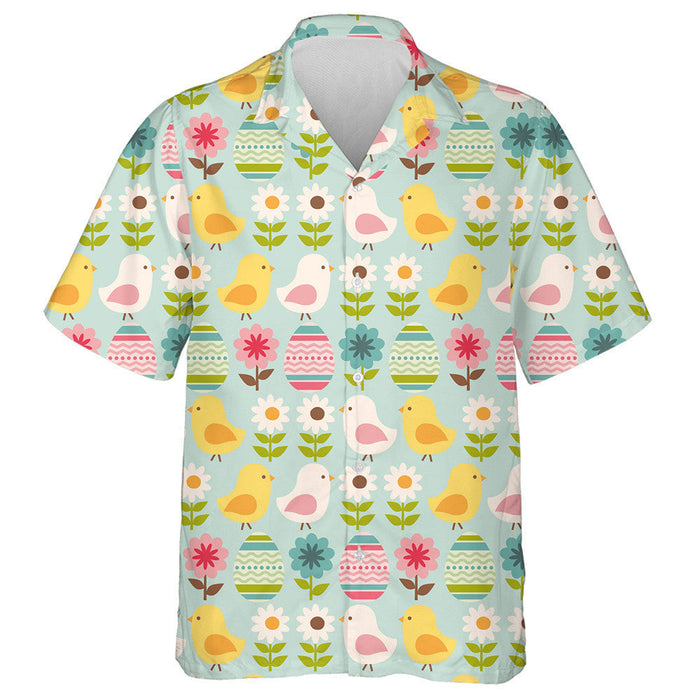 Adorable Chicken With Colorful Egg And Flower Hawaiian Shirt, Hawaiian Shirt Gift, Christmas Gift