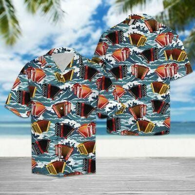 Colorful Accordion Hawaiian Shirts, Hwaiian For Gift