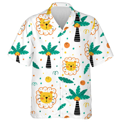 Lion Palm Leaves Cocooconut Tree And Dots Hawaiian Shirt, Hawaiian Shirt Gift, Christmas Gift