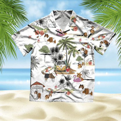 Shetland Sheepdog Beach Style Pretty Ornamental Hawaiian Shirt,Hawaiian Shirt Gift, Christmas Gift