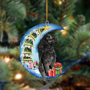 Black Goldendoodle Sit On The Blue Moon-Two Sided Christmas Plastic Hanging Ornament, Christmas Ornament Gift, Christmas Gift, Christmas Decoration