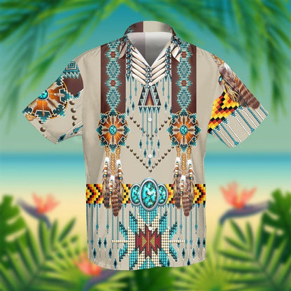 Native American Colorful Design Grey Theme Hawaiian Shirt,Hawaiian Shirt Gift, Christmas Gift