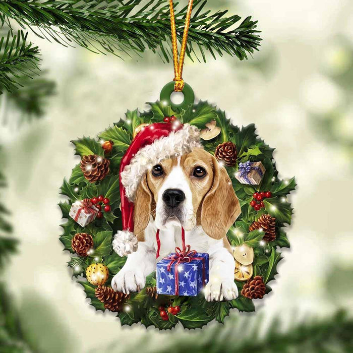 Beagle and Christmas gift for her gift for him gift for Beagle lover Christmas Plastic Hanging Ornament, Christmas Ornament Gift, Christmas Gift, Christmas Decoration