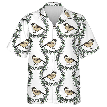 Bird Willow Tits In Floral Berry Frames Hawaiian Shirt, Hawaiian Shirt Gift, Christmas Gift