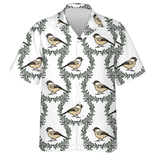 Bird Willow Tits In Floral Berry Frames Hawaiian Shirt, Hawaiian Shirt Gift, Christmas Gift