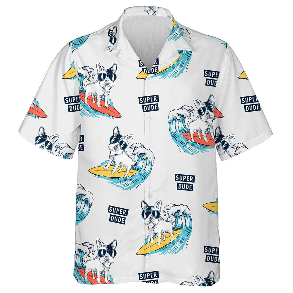Cool Dog Surfing With Text Isolated Background Hawaiian Shirt, Hawaiian Shirt Gift, Christmas Gift