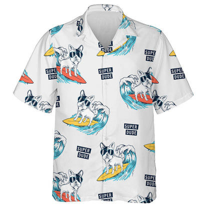 Cool Dog Surfing With Text Isolated Background Hawaiian Shirt, Hawaiian Shirt Gift, Christmas Gift