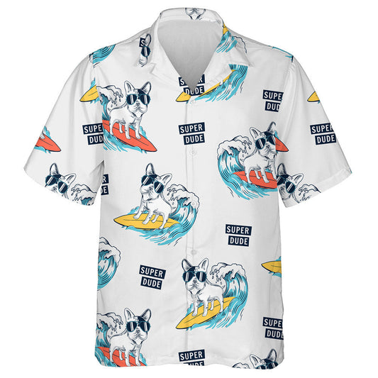 Cool Dog Surfing With Text Isolated Background Hawaiian Shirt, Hawaiian Shirt Gift, Christmas Gift