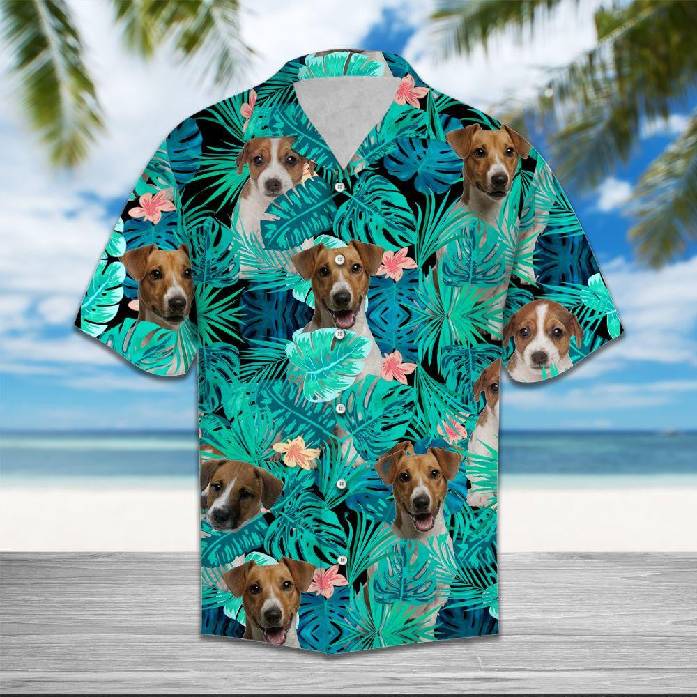 Jack Russell Into Tropical Jungle Design Hawaiian Shirt, Hawaiian For Gift