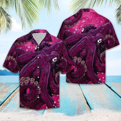 Pinky Octopus Unisex Hawaiian Aloha Shirts, Hawaiian Shirt Gift, Christmas Gift