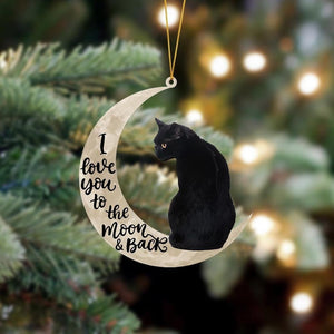 Black Cat 02 Sits On The Moon Hanging Flat Acrylic Ornament,Christmas Gift,Christmas Decoration