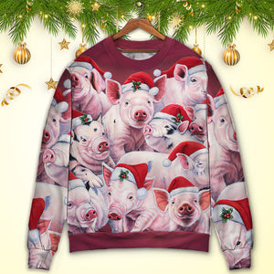 Christmas Piggies Funny Xmas Is Coming Art Style Ugly Christmas Sweater, Christmas Ugly Sweater, Christmas Gift, Gift Christmas 2024