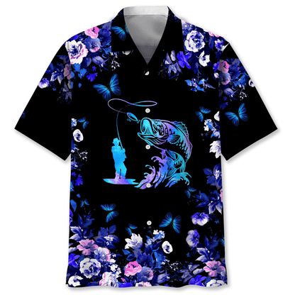 Fishing Hawaiian Hibiscus Nature Fishing Hawaiian Shirt, Hawaiian Shirt Gift, Christmas Gift
