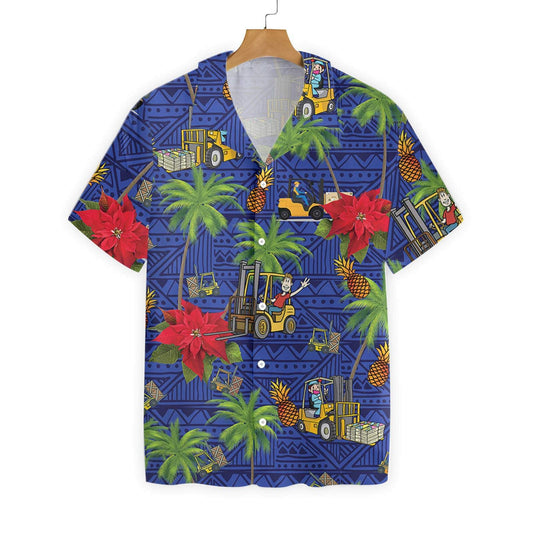 Forklift Life On Medium Blue Design Hawaiian Shirt,Hawaiian Shirt Gift, Christmas Gift