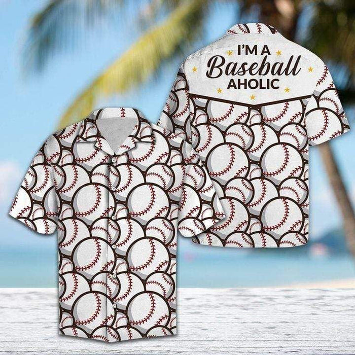Amazing I'm A Baseball Aholic Background Hawaiian Shirt, Hawaiian For Gift