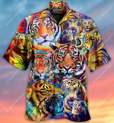 Colorful Wild Tiger Unisex Hawaiian Shirt, Hwaiian For Gift