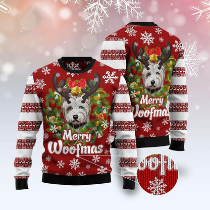 Merry Woofmas West HighLand White-Bhrocaire Geansaí Nollag Gránna, Geansaí Gránna Nollag, Bronntanas Nollag,Bronntanas Nollag 2022