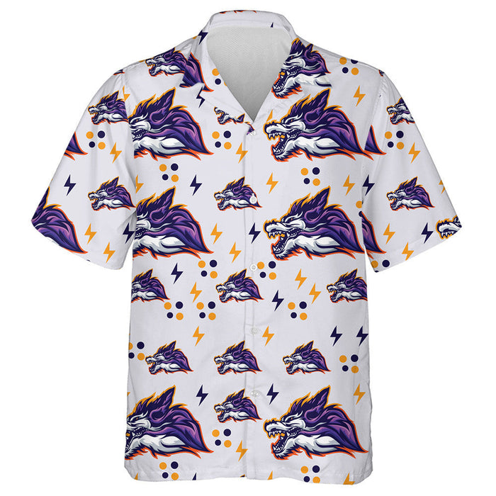 Abstract Wolf With Purple And Gold Lightning Hawaiian Shirt, Hawaiian Shirt Gift, Christmas Gift