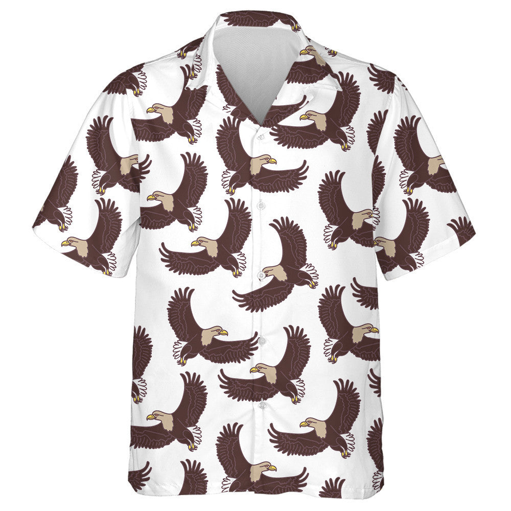 Brown Eagle Flying On White Background Hawaiian Shirt, Hawaiian For Gift