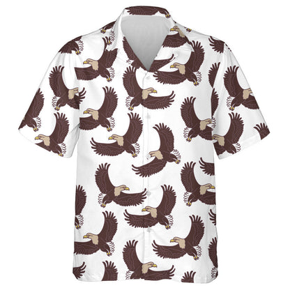 Brown Eagle Flying On White Background Hawaiian Shirt, Hawaiian For Gift