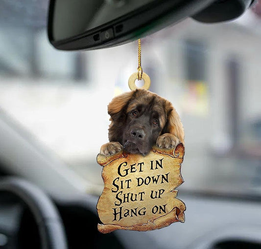 Leonberger get in two sided ornament, Dog Funny Car Hanging Ornaments, Christmas Decoration