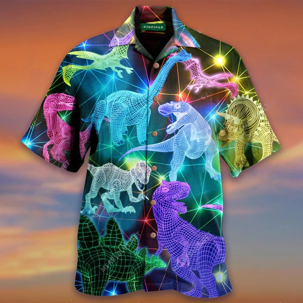 Bronntanas Cruthaithe 3D Dineasár Nua-Aimseartha Do Lovers Ainmhithe Léine Haváís, Bronntanas Léine Haváís, Bronntanas Nollag