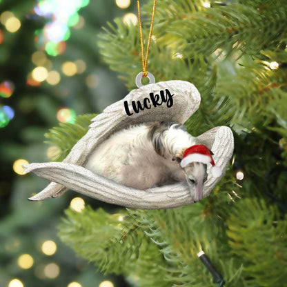 Aingeal Codlata Borzoi Pearsantaithe Bronntanas Madra Cuimhneacháin Ornáide Madra Aicrileach, Bronntanas Nollag, Maisiú Nollag