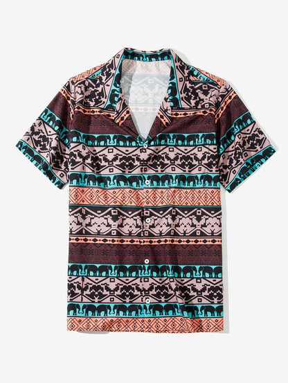 Native American Teal And Brown Art Hawaiian Shirt,Hawaiian Shirt Gift, Christmas Gift