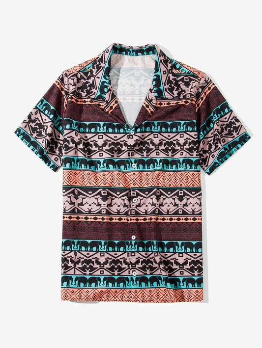 Native American Teal And Brown Art Hawaiian Shirt,Hawaiian Shirt Gift, Christmas Gift