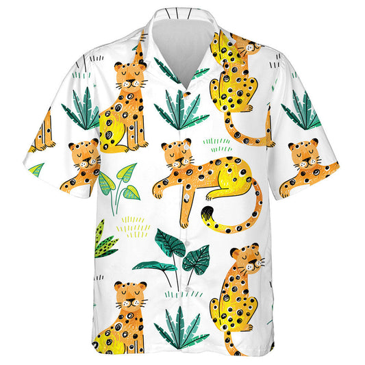 Gléasra Coimhthíocha Samhraidh Trópaiceach Liopard Lámhtharraingthe Léine Haváí, Bronntanas Léine haváí, Bronntanas Nollag