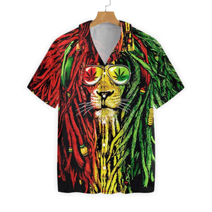 Red And Green Dreadlocks Rasta Lion Pattern Hawaiian Shirt, Hawaiian Shirt Gift, Christmas Gift