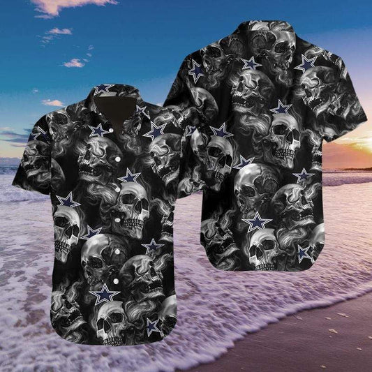 Football Skull And Star Design Hawaiian Shirt,Hawaiian Shirt Gift, Christmas Gift