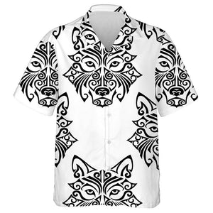 Wolf Head Stylized Maori Face Tattoo Hawaiian Shirt,Hawaiian Shirt Gift, Christmas Gift