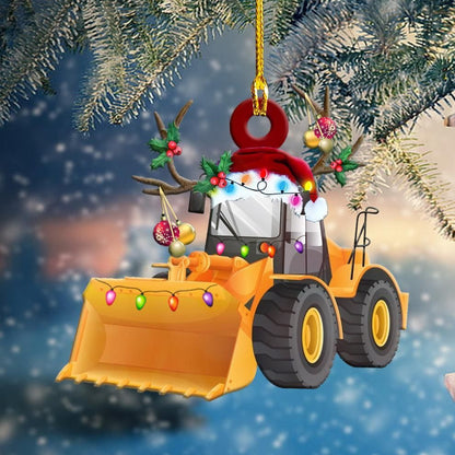 Bulldozer Christmas Light Shape Ornament, Happy Christmas Ornament, Christmas Gift, Christmas Decoration