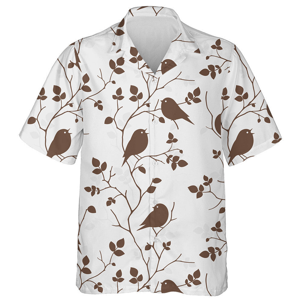 Silhouette Birds Sitting On Tree Branch Hawaiian Shirt,Hawaiian Shirt Gift, Christmas Gift