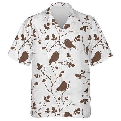 Silhouette Birds Sitting On Tree Branch Hawaiian Shirt,Hawaiian Shirt Gift, Christmas Gift