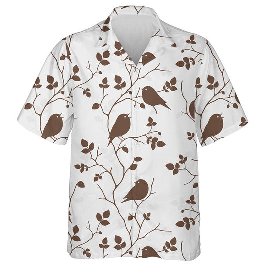 Silhouette Birds Sitting On Tree Branch Hawaiian Shirt,Hawaiian Shirt Gift, Christmas Gift