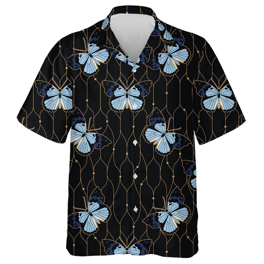 Butterflies On A Wicker Background In Art Style Hawaiian Shirt, Hawaiian Shirt Gift, Christmas Gift