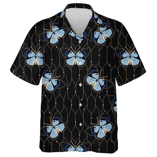 Butterflies On A Wicker Background In Art Style Hawaiian Shirt, Hawaiian Shirt Gift, Christmas Gift