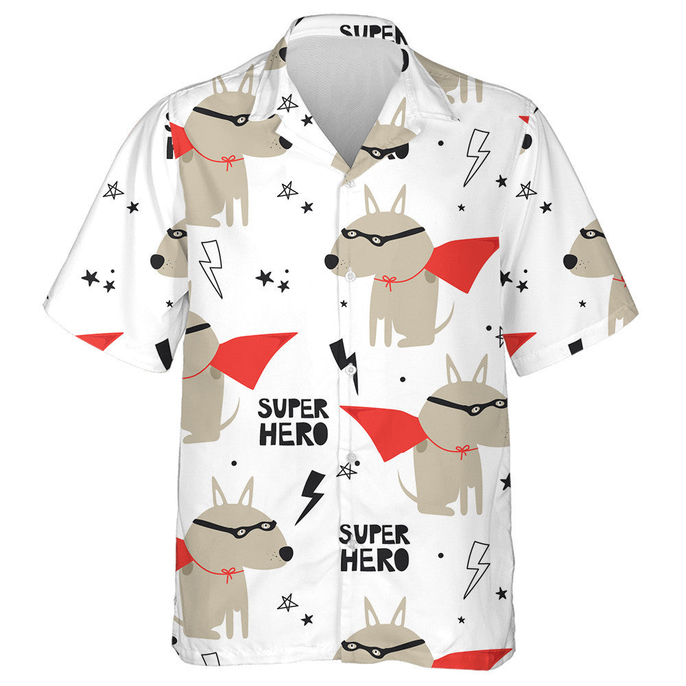 Super Hero Cute Dog In Cartoon Background Hawaiian Shirt, Hawaiian Shirt Gift, Christmas Gift