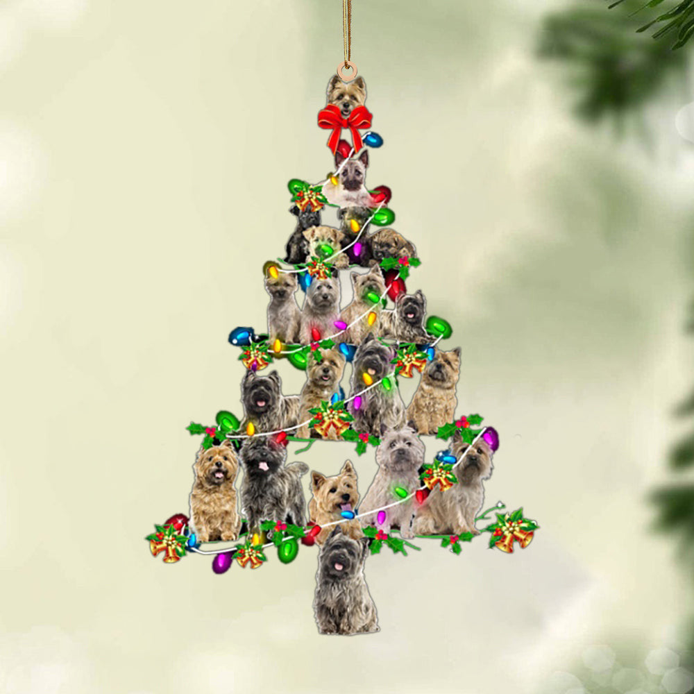 Cairn Terrier-Christmas Tree Lights-Two Sided Christmas Plastic Hanging Ornament, Happy Christmas Ornament, Christmas Gift, Christmas Decoration