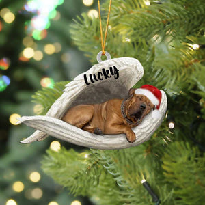 Personalized Tosa Sleeping Angel Christmas Flat Acrylic Dog Ornament Memorial Dog Gift, Christmas Gift