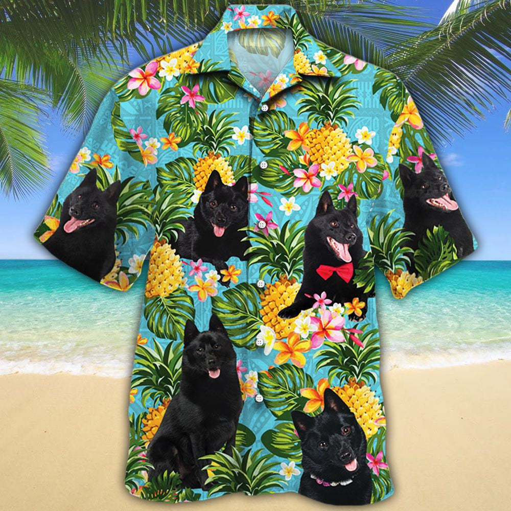 Schipperke Dog With Pineapple And Plumeria Hawaiian Shirt,Hawaiian Shirt Gift, Christmas Gift